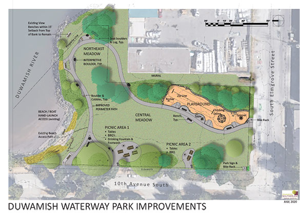 Duwamish Waterway Park plan rendering thumbnail image and link to PDF of same