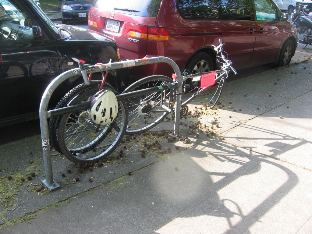 Abandoned bike at a rack