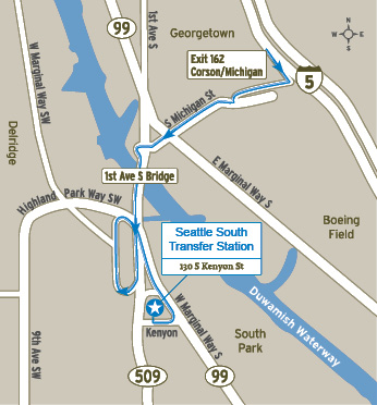 Southbound Directions to South Transfer Station