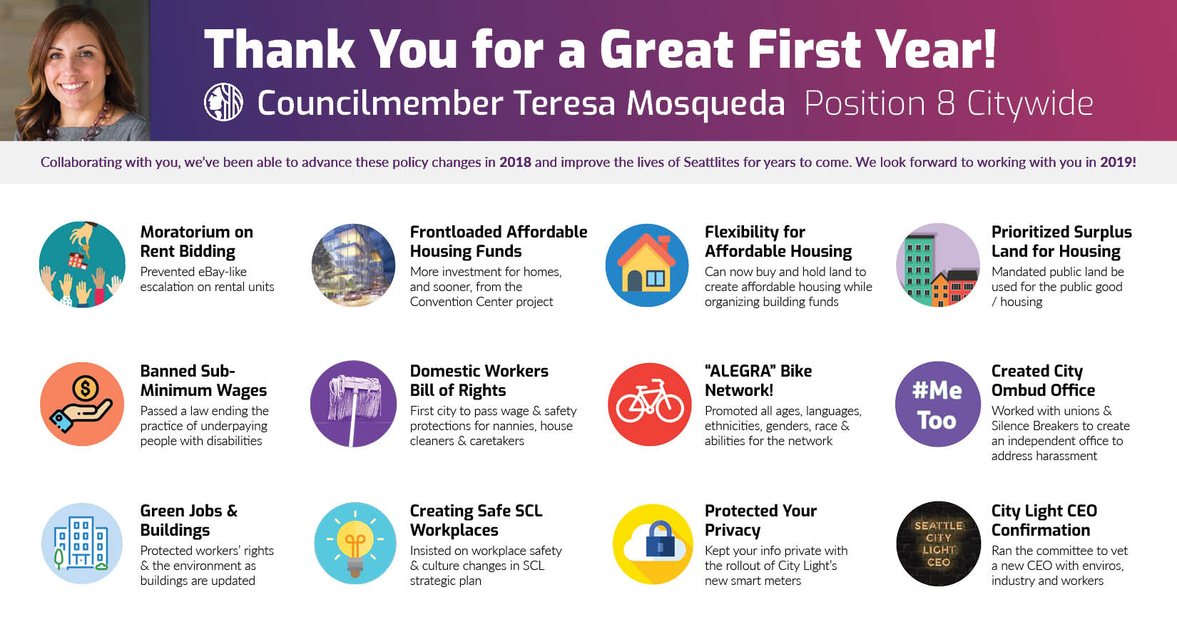 Councilmember Teresa Mosqueda's 2018 Accomplishments