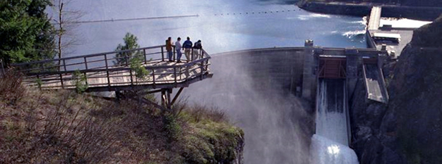 Visitors looking down at Boundary Dam