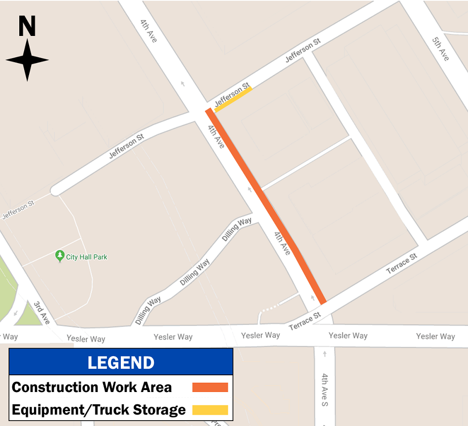 Map of 4th Avenue duct bank installation work