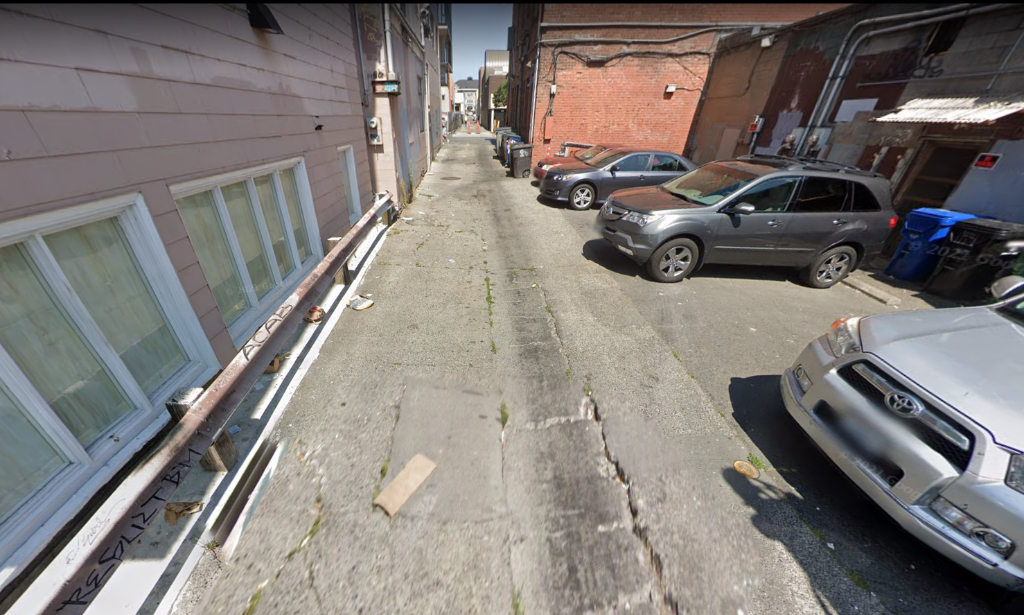 Street view of alley work area near Northeast 47th Street