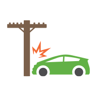 Graphic of a car colliding with a electrical pole