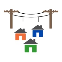 Graphic of power lines and houses
