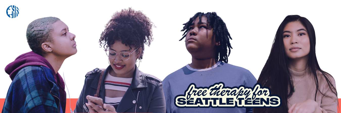 City of Seattle Youth Mental Wellness Matters banner with graphic image of diverse youth on the right and QR code directing to seattle.gov/youthmentalhealth on the left.