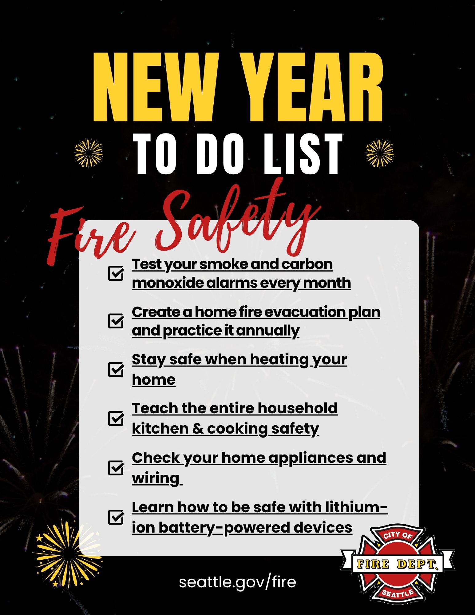 New Year Fire Safety Checklist