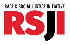 Race and Social Justice Initiative logo with big red and black letters, R-S-J-I