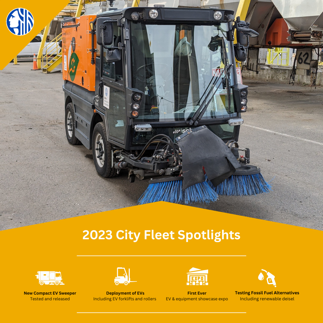 Picture of the new electric vehicle bike lane street sweeper 