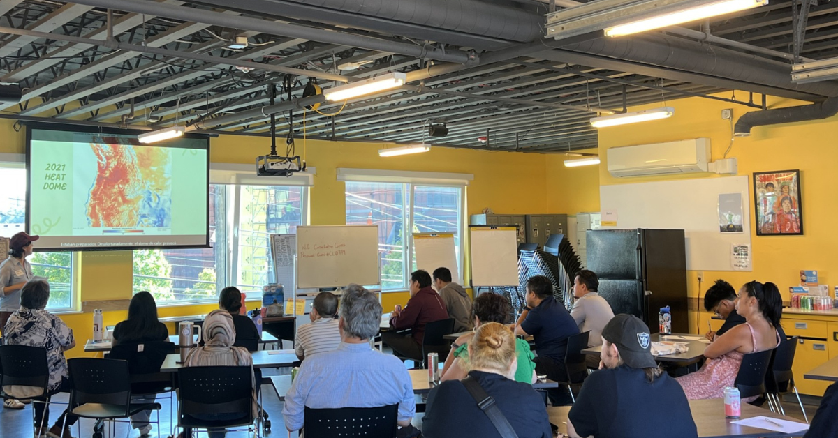 Community partners who helped to develop the curriculum participate in a pilot session to test and give feedback on the Extreme Heat and Wildfire Smoke module.