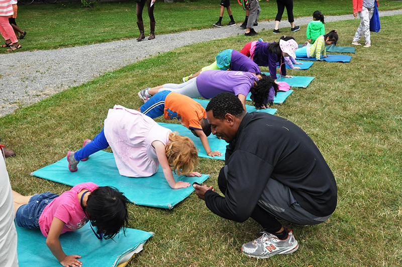 Kids doing the plank exercise