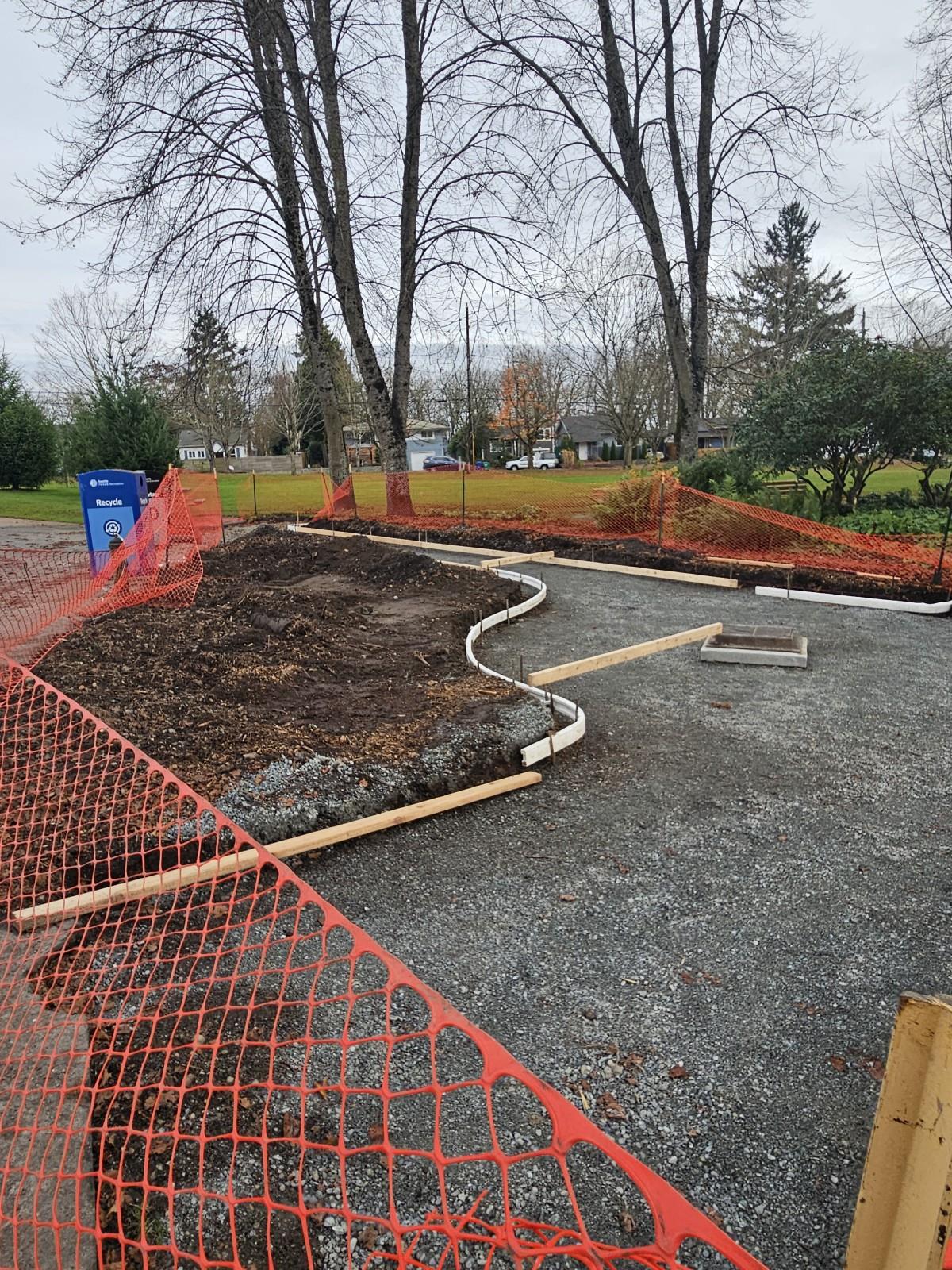 Area cleared and leveled to prepare to pave