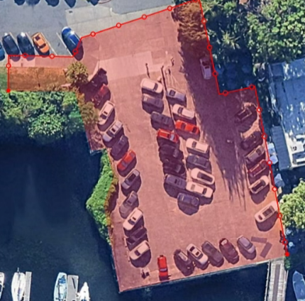Map of Leschi Marina parking, showing construction zone