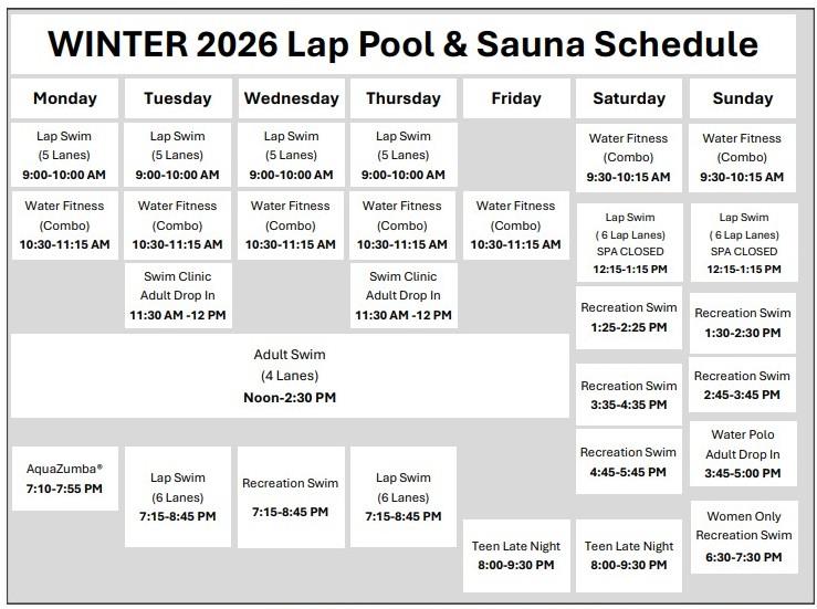 Rainier Beach, Lap Pool schedule. Click or tap to open in a new window