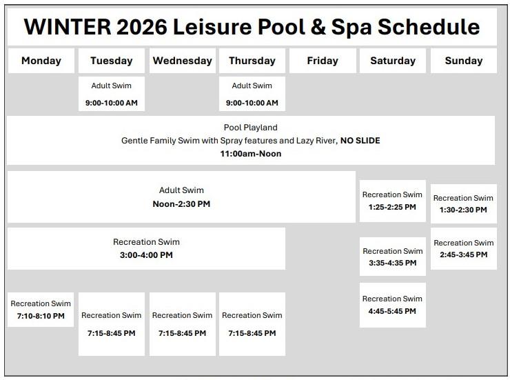 Rainier Beach Leisure Pool schedule. Click or tap to open in a new window.