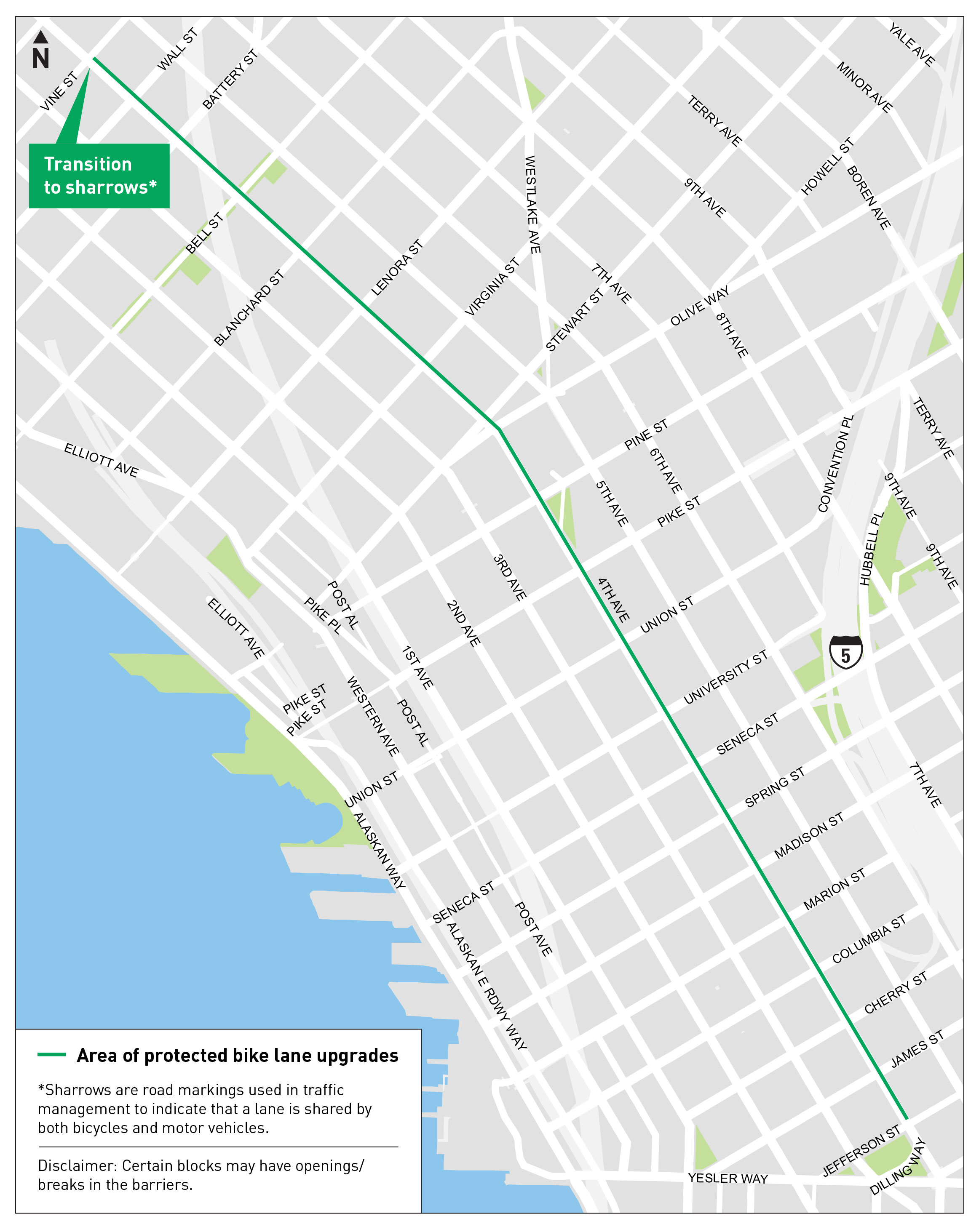 A map showing a green line outlining the project area