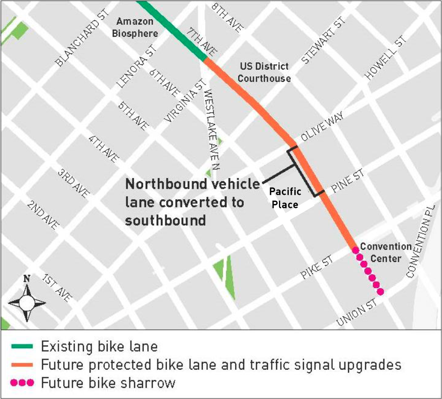 The future protected bike lane will be on 7th Ave between Virginia and Pike