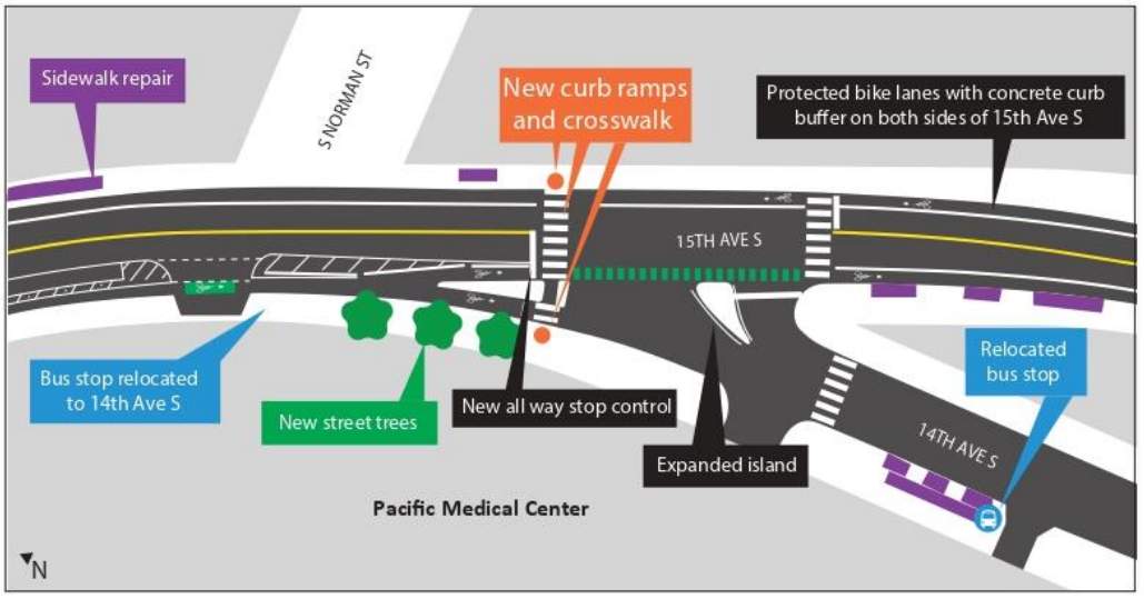 Graphic showing the planned improvements at the 15th Ave S, 14th Ave S, Golf Dr S intersection