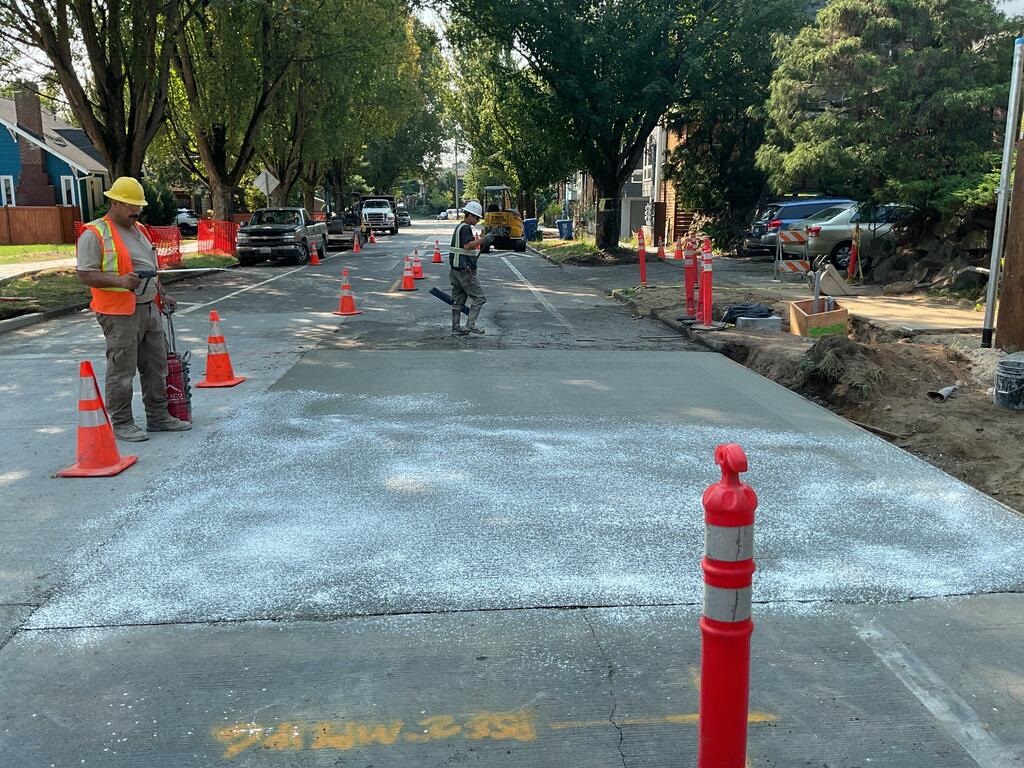 New roadway pavement on 15th Ave S near S Massachusetts St