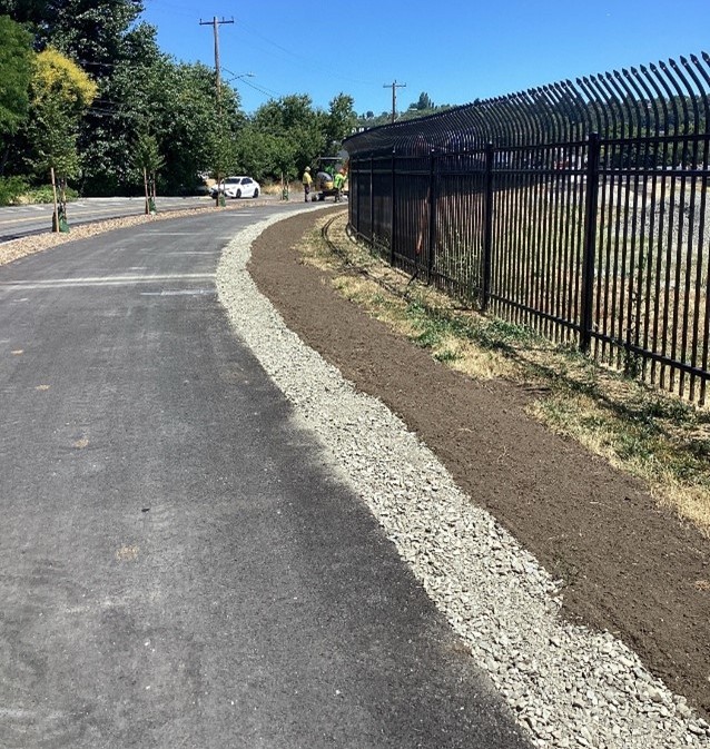 Landscaping next to the new multi-use path on S Albro Pl