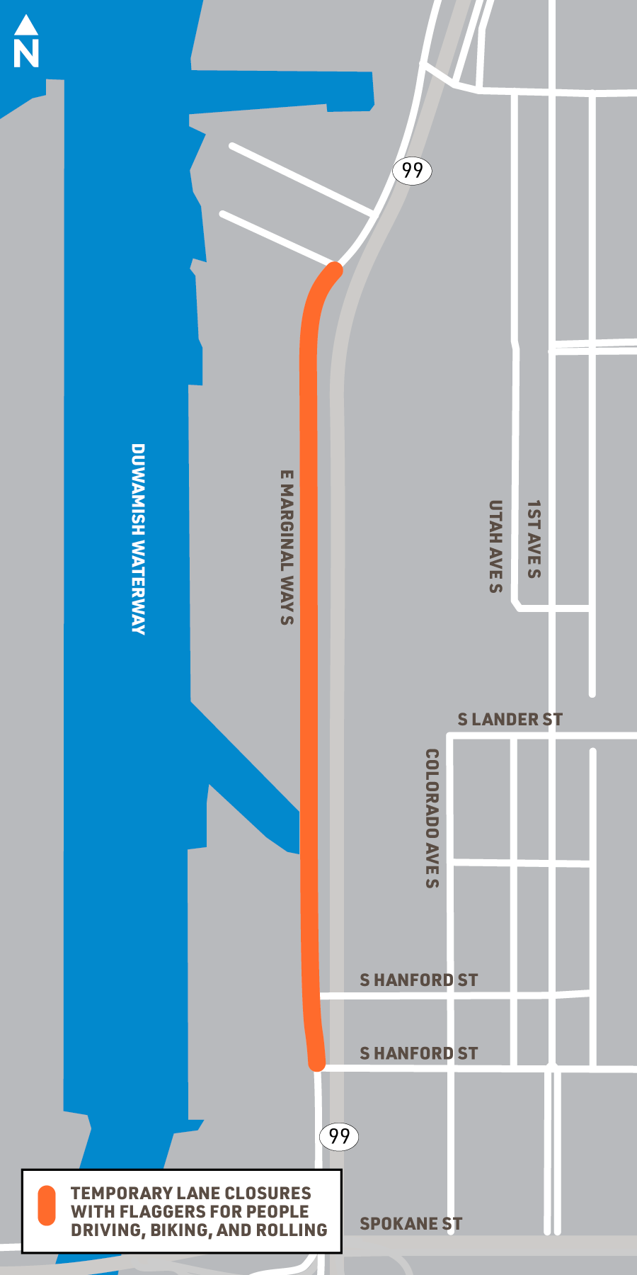 Map showing construction work area