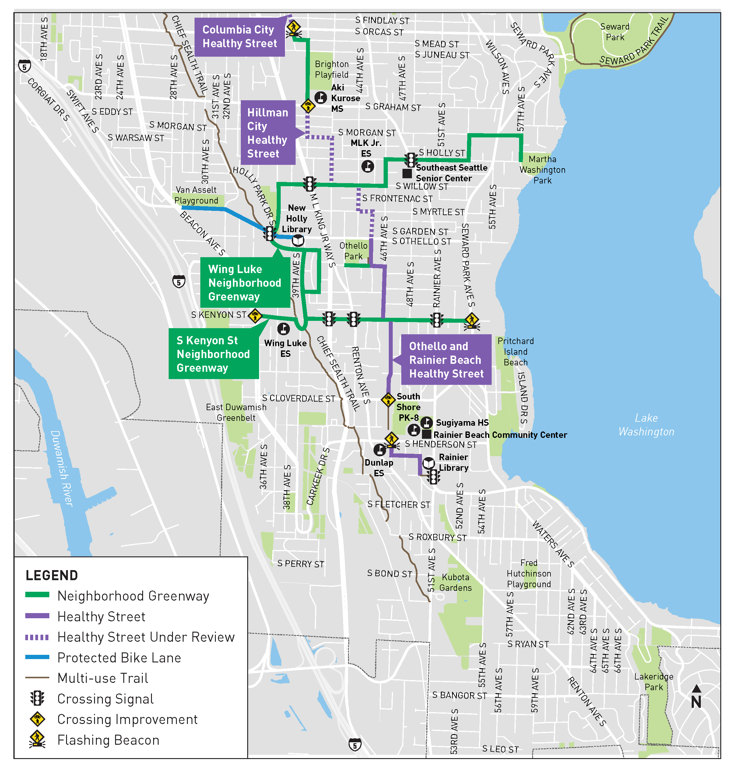 Southeast Seattle Neighborhood Greenways project area map2 south of Orcas St