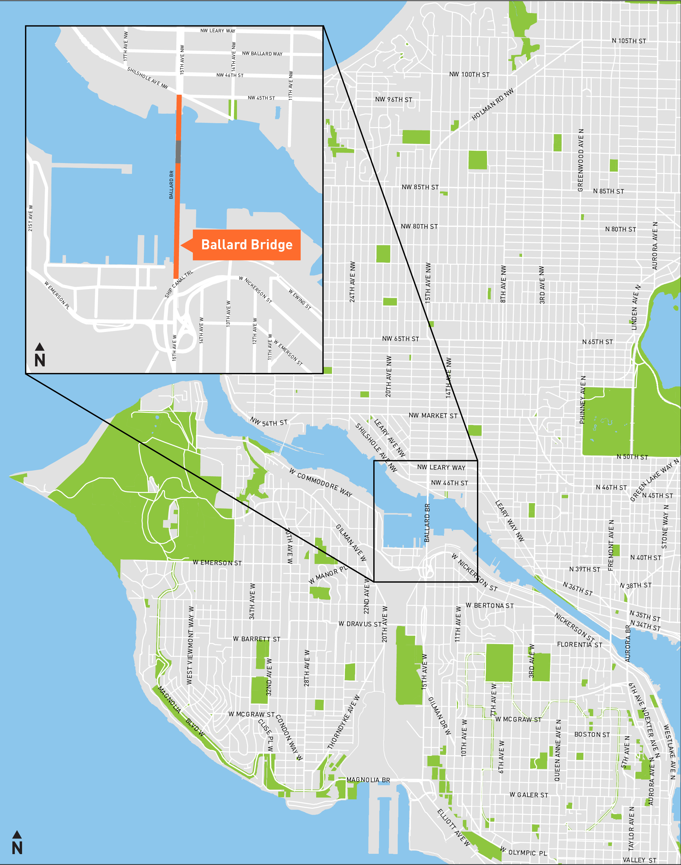 Map of the project area highlighted in orange.