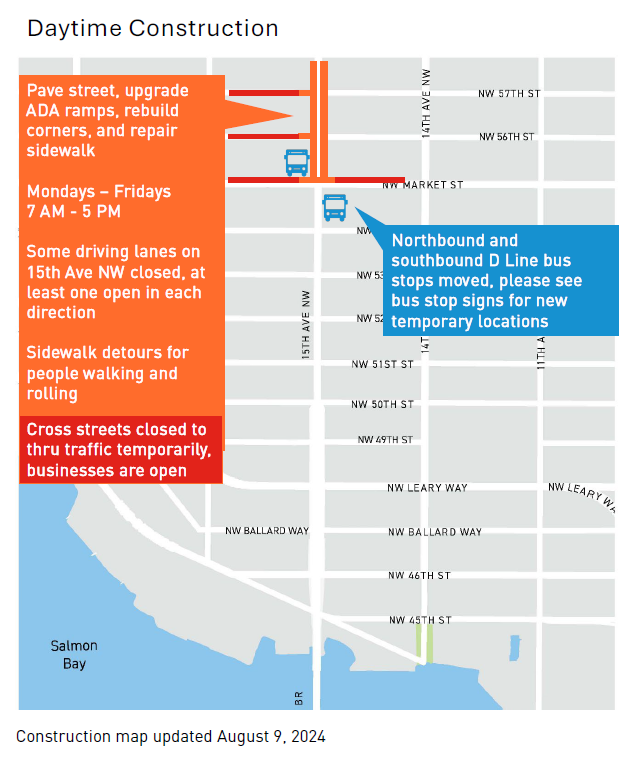 Map of daytime construction the week of August 12