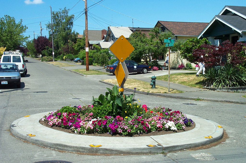 Traffic Circle with flowers