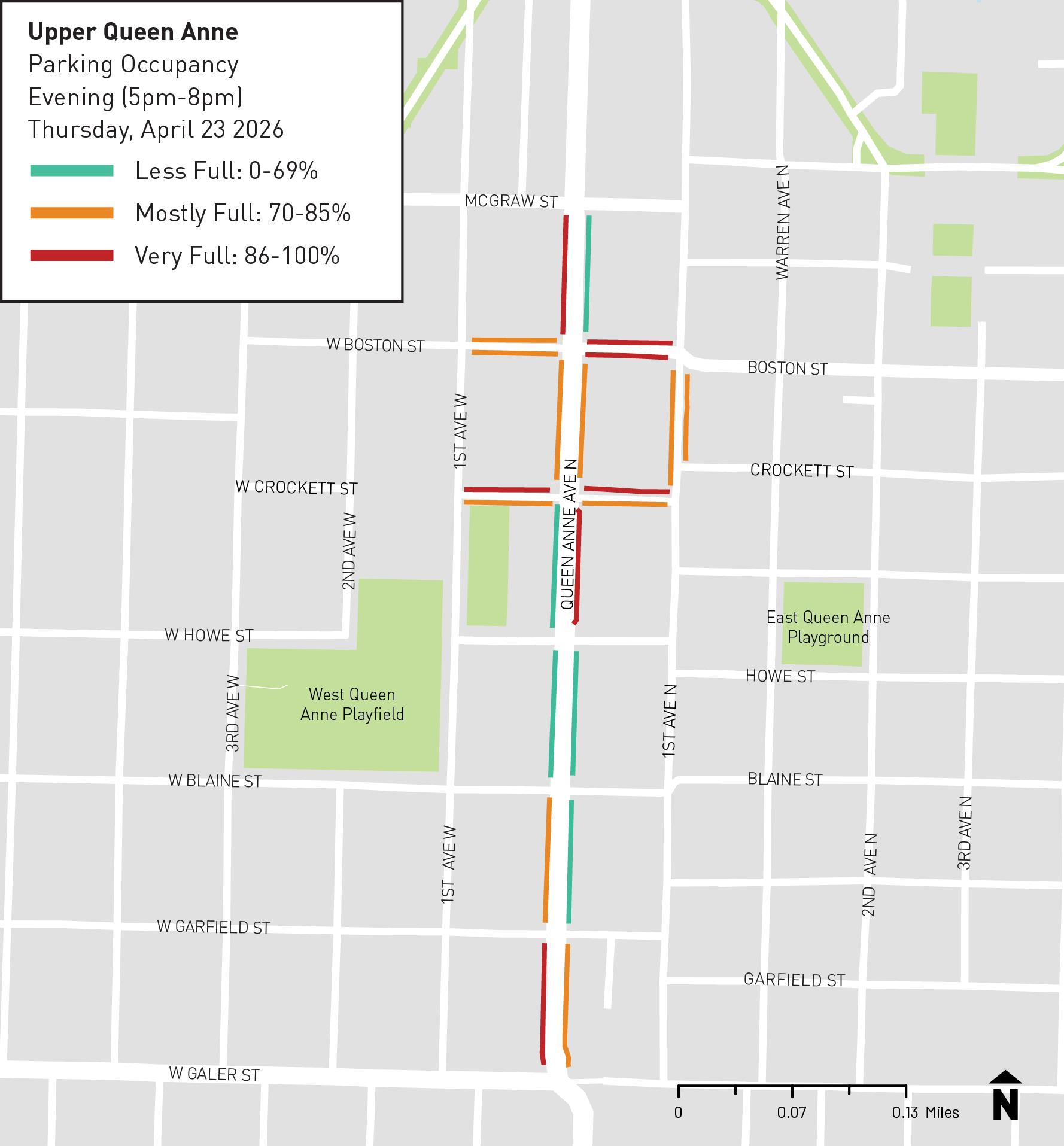 Queen Anne Evening Parking Occupancy Map