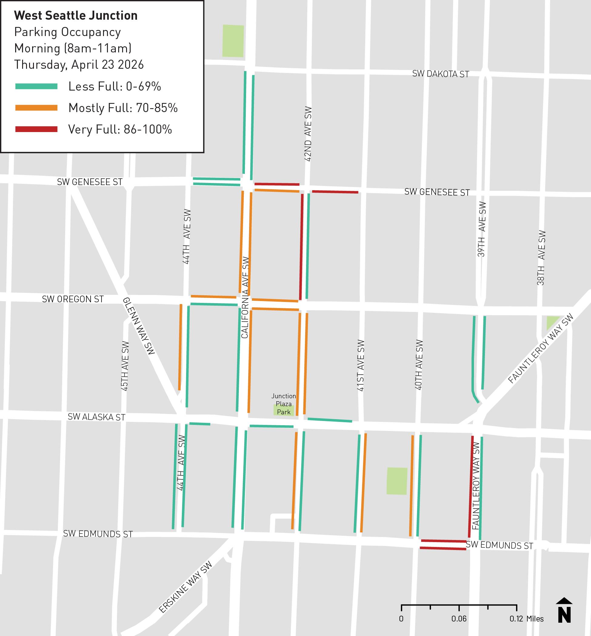 West Seattle Morning Parking Occupancy Map