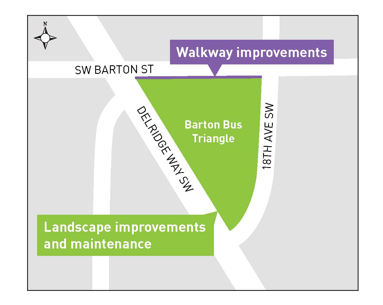 Delridge and Barton bus triangle upgrades map