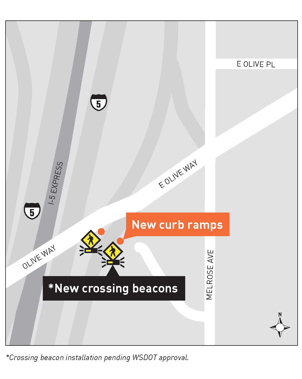 I5 offramp onto Olive Way, crossing upgrades map