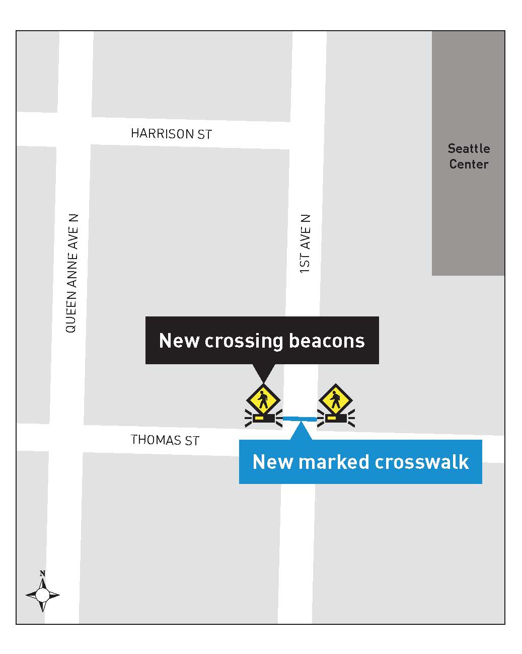 1st ave and Thomas street crossing upgrades map