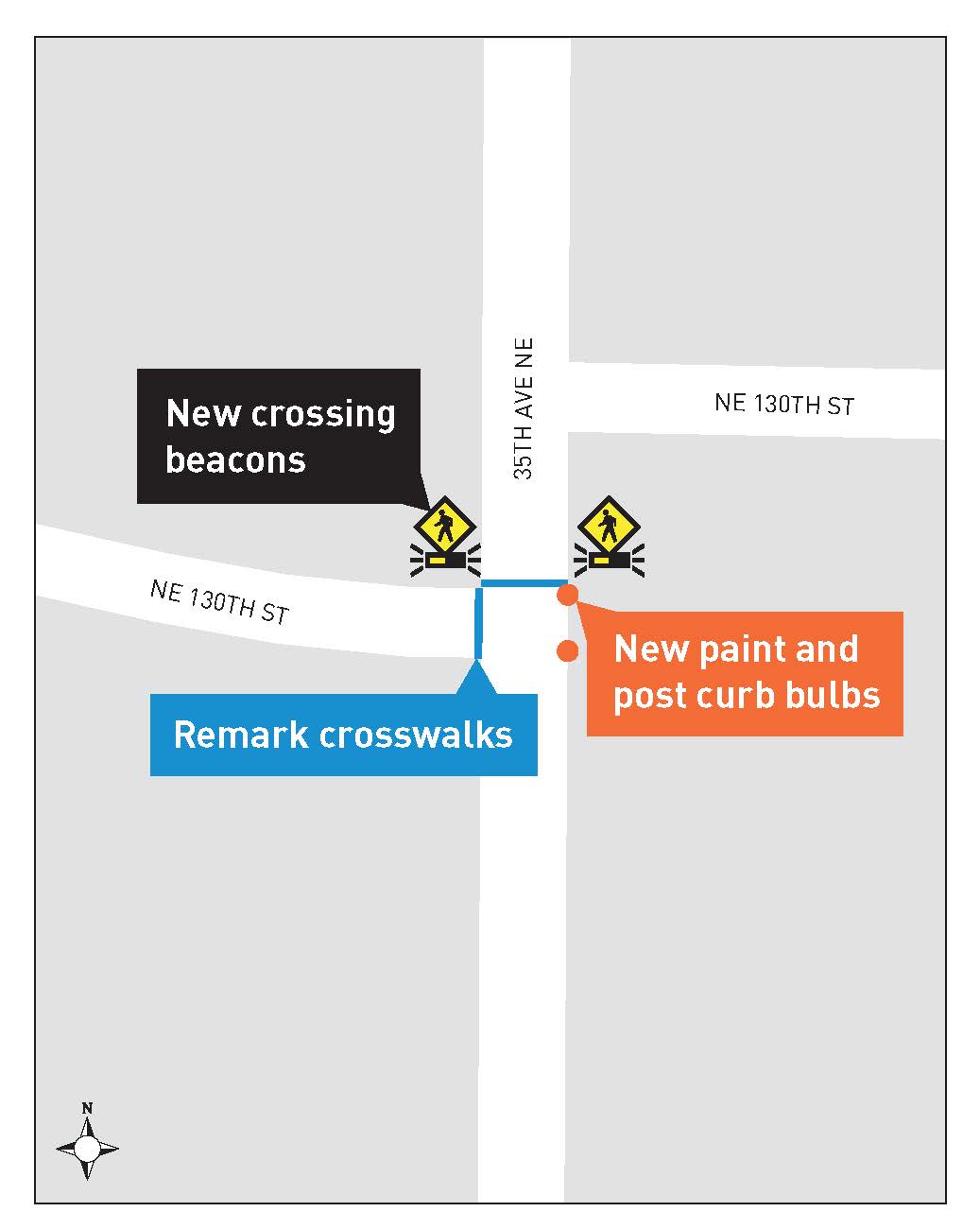 35th Ave Northeast and Northeast 130th crossing upgrades map
