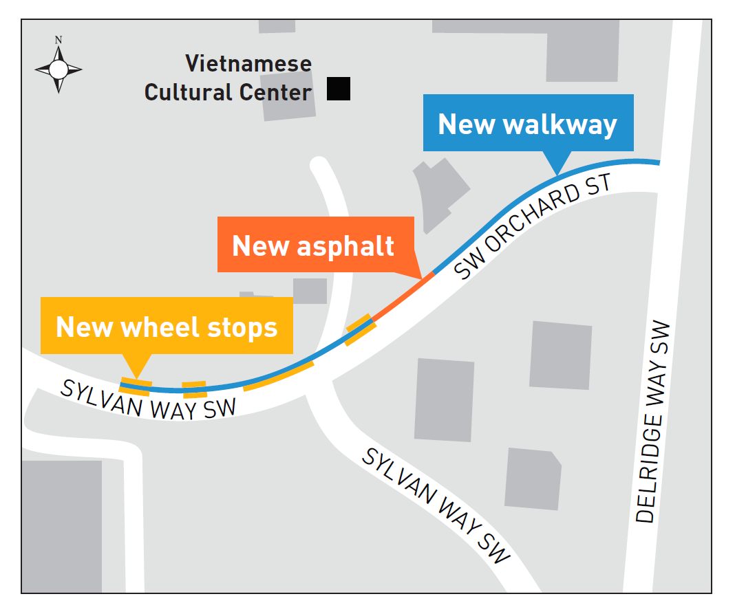 Delridge and Sylvan walkway improvements map