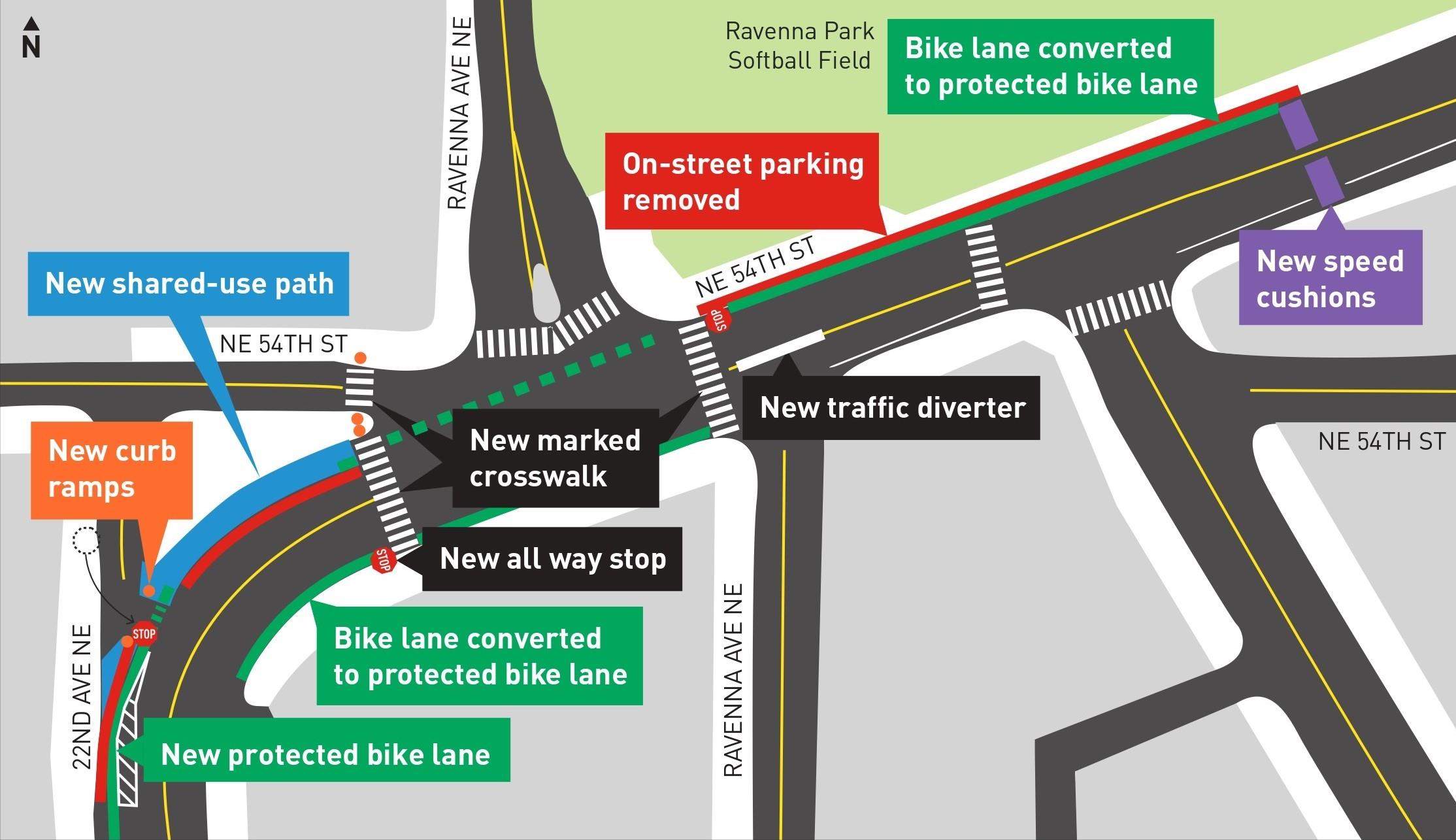 Graphic shows location of design elements