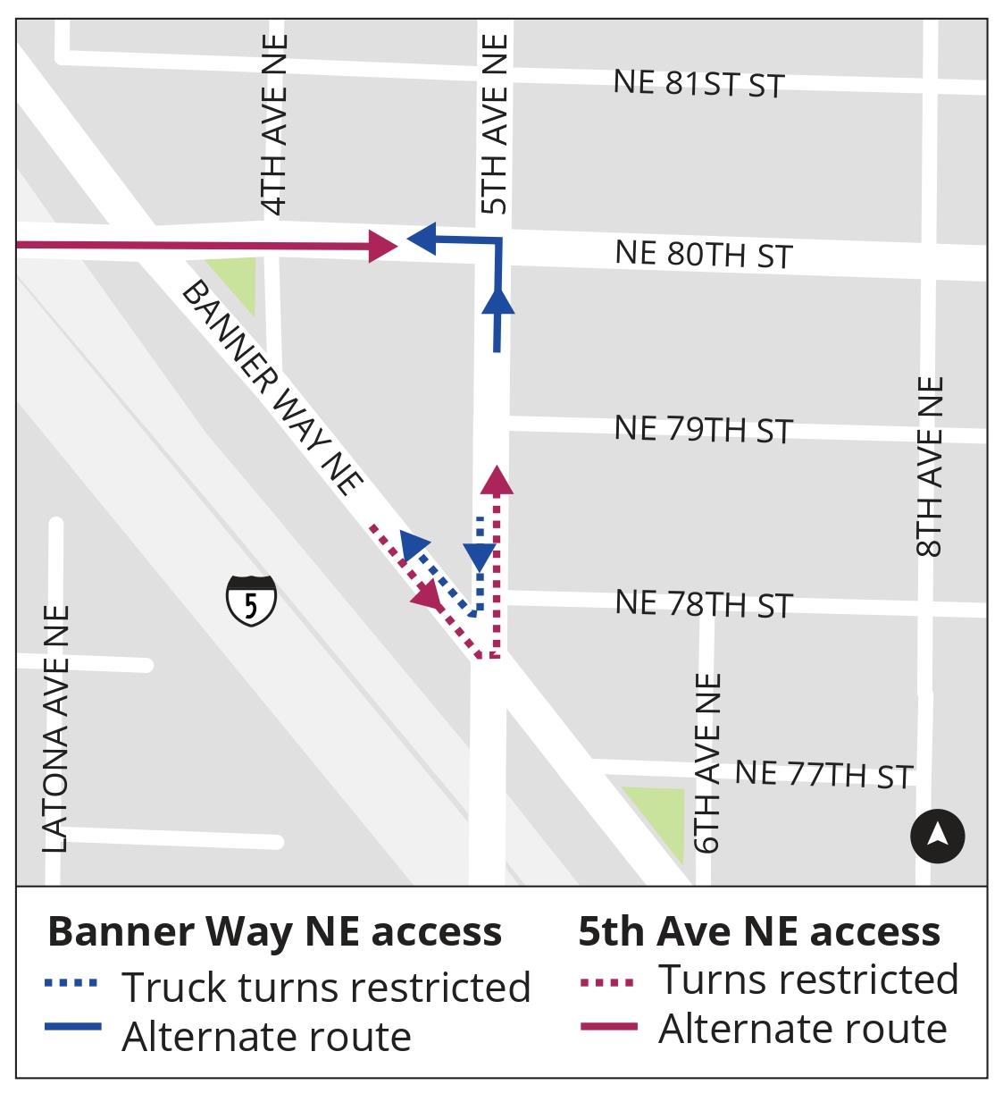 Graphic shows turning restrictions on a map.
