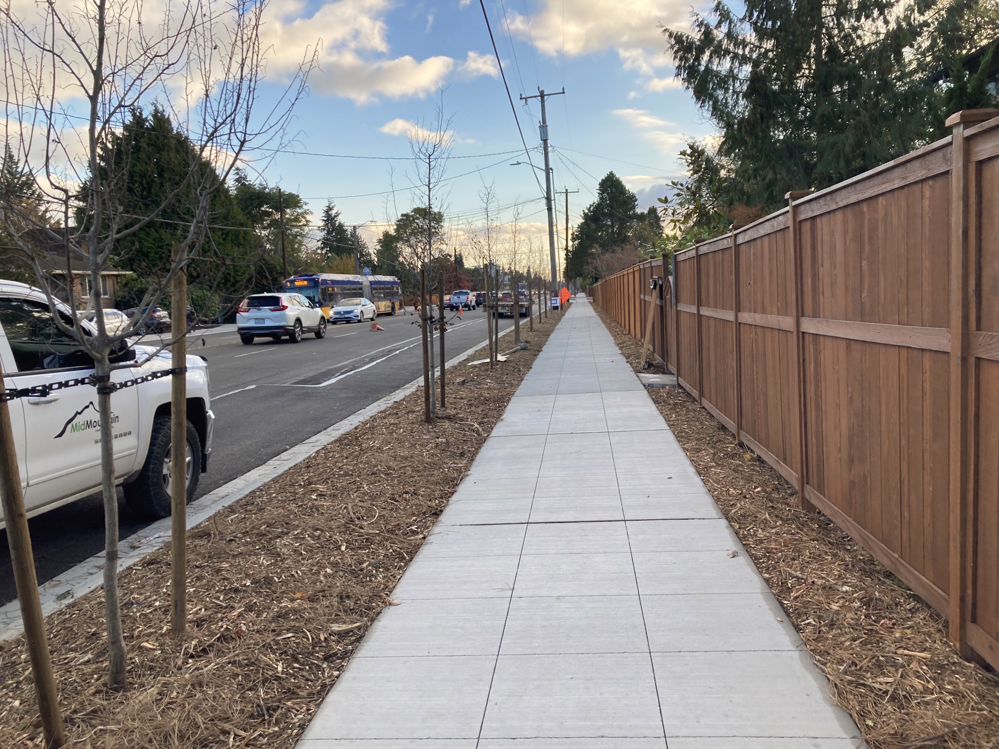 An image of the completed sidewalks. 