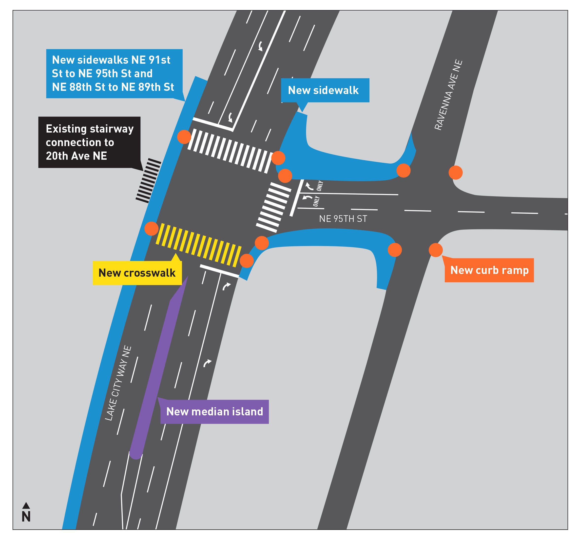 graphic overhead map of improvements at Northeast 95th St