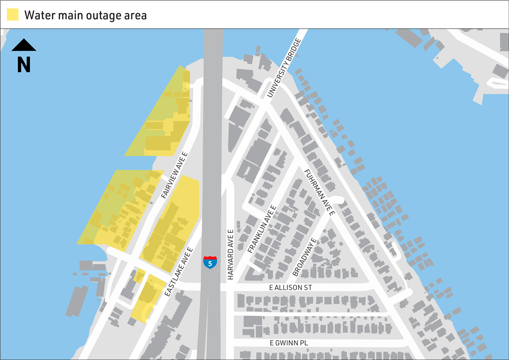 Water shut off area south of University Bridge