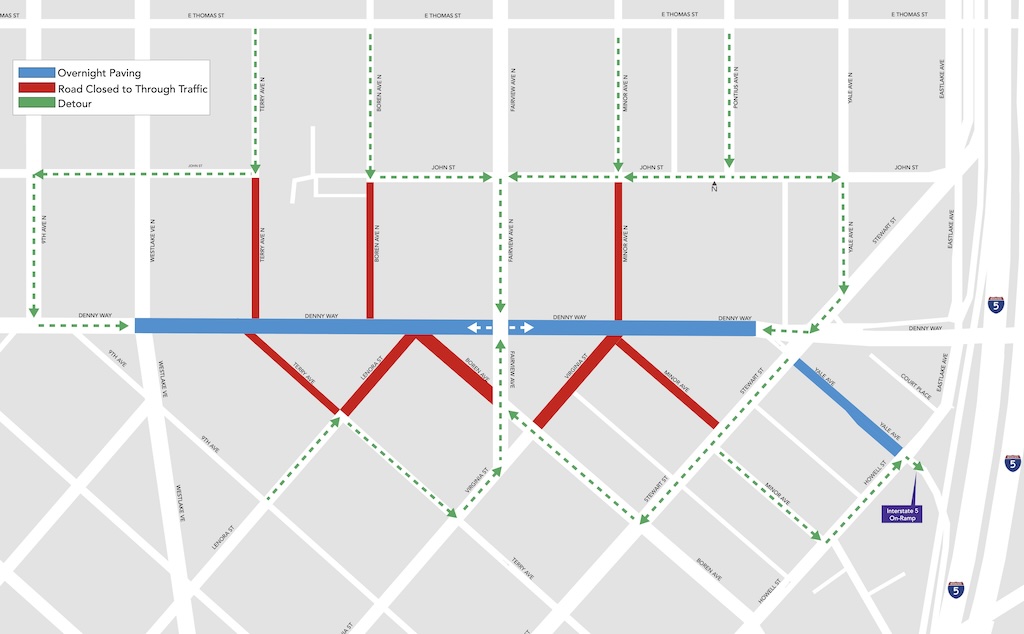 Image shows where we will pave on Denny Way