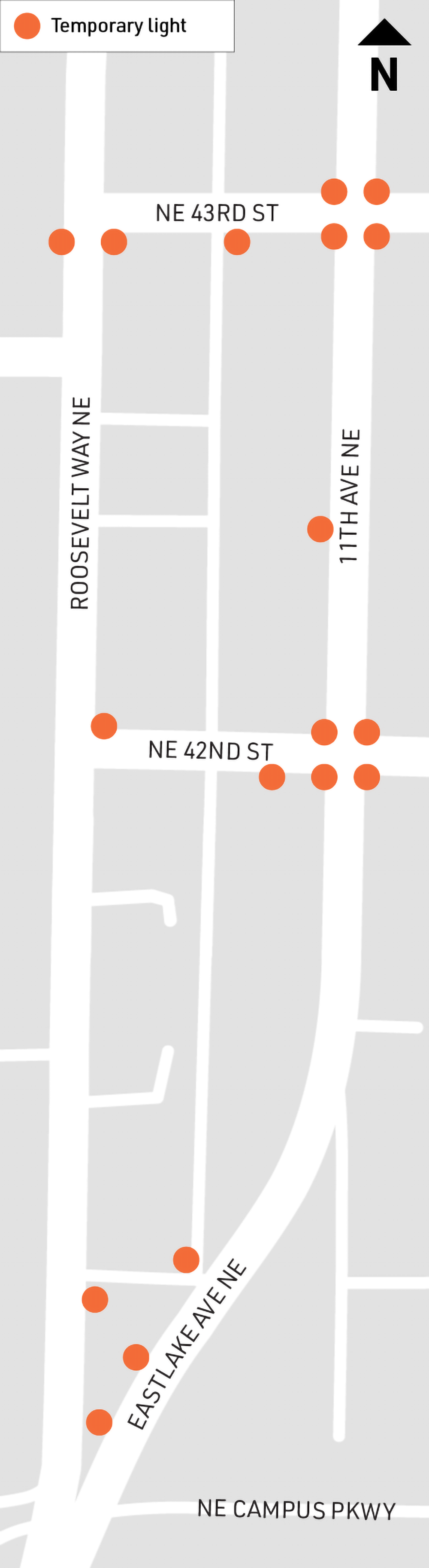 Locations of temporary light installation 