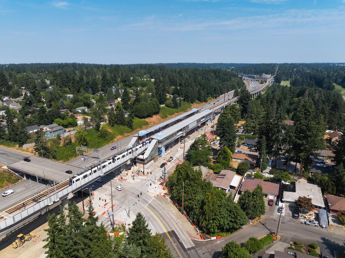 Aerial view of the Pinehurst Link Light Rail station