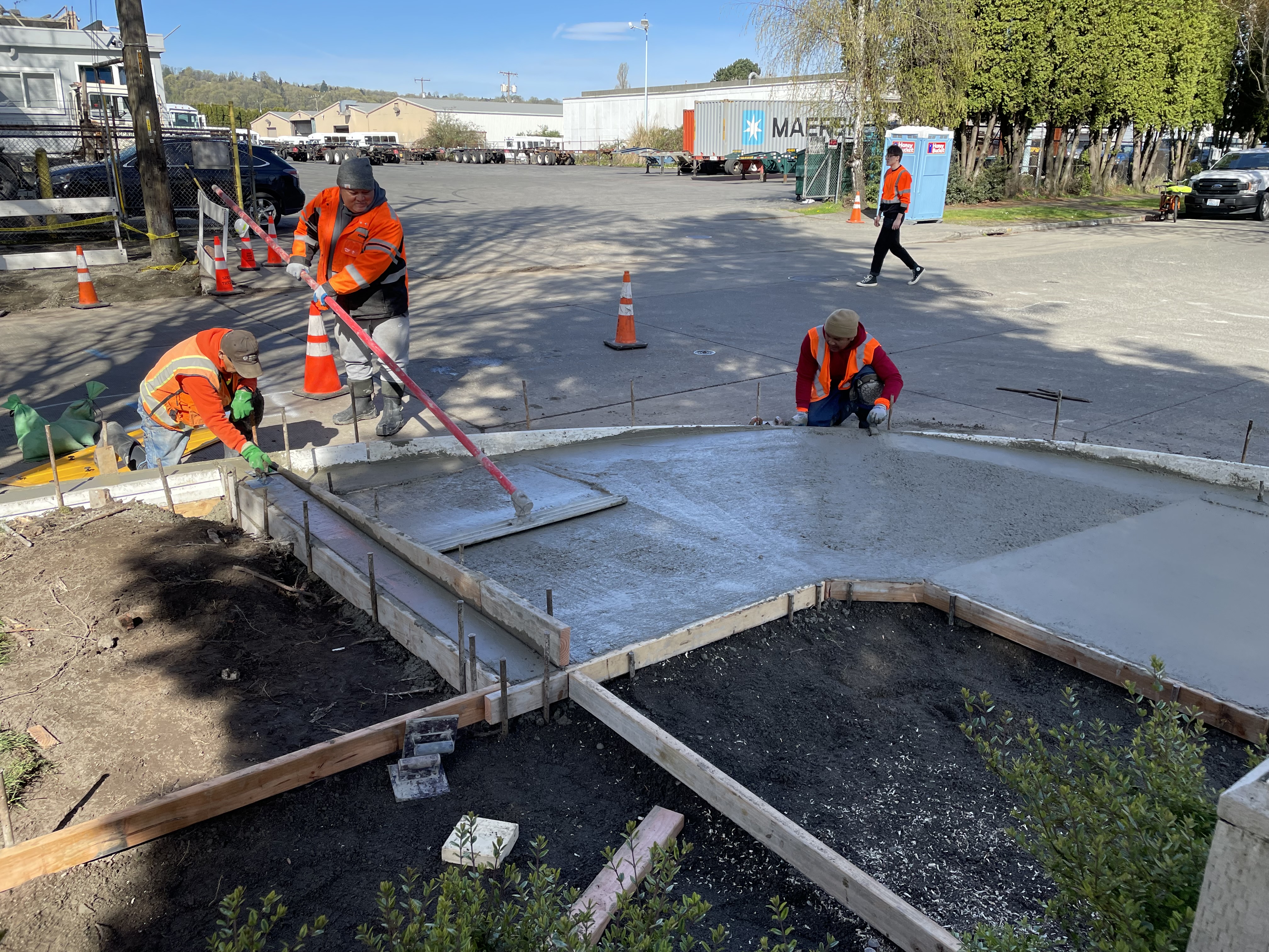 SDOT crews forming a new ADA curb ramp