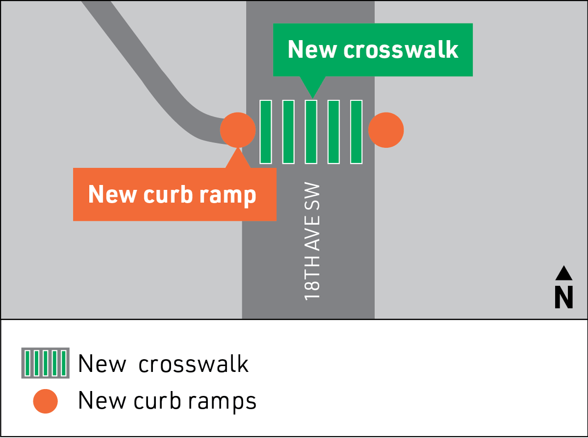 18th Ave SW Crosswalk Map