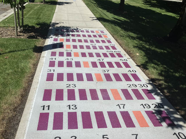 Completed version of design D, by the bus stop, which looks like a number pattern