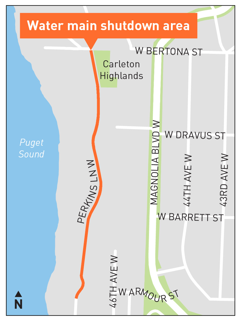 Map showing area that will experience short-term water shut off on October 5