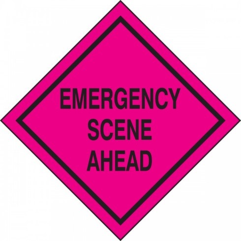 Emergency scene ahead sign