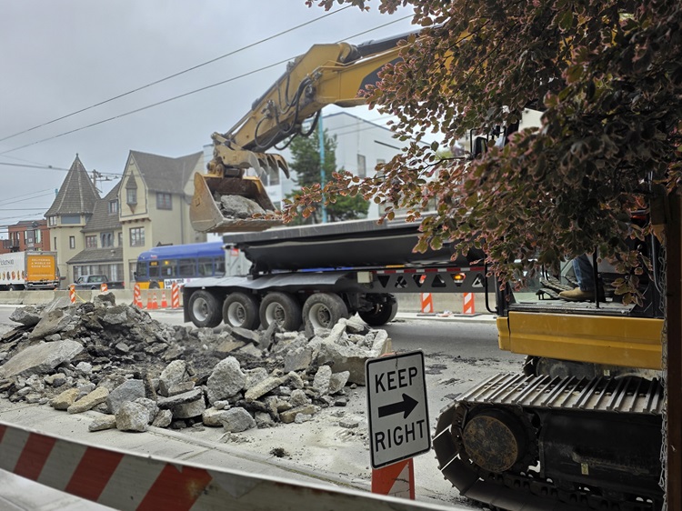 Image shows paving work on Eastlake Ave E 